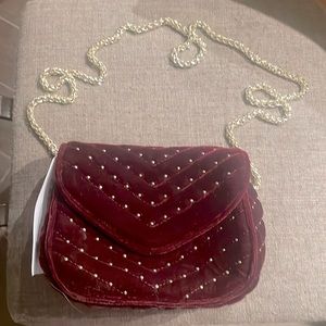 Topshop Crossbody , velvet w/brass studs UNUSED